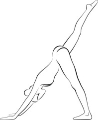 Illustration of a Nude Woman doing Downward Dog Pose or Adho Mukha Shvanasan of yoga. 