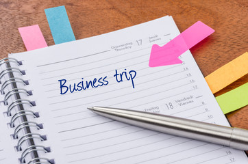 Daily planner with the entry Business Trip