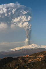 Naklejka premium eruzione del vulcano Etna ,