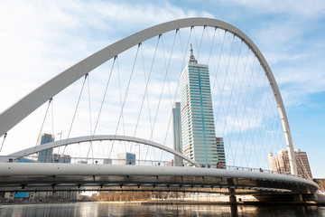 BEIJING, CHINA - DECEMBER 25, 2018: Tianjin cityscape, beautiful Bridge, Building   in Tianjin , China