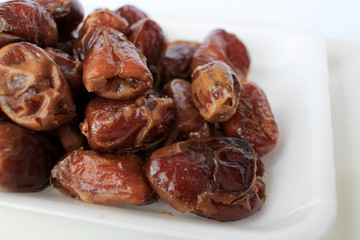 Date palm or fruit Kurma, named Ajwah which is delicious for the menu breaking the fast of Muslims