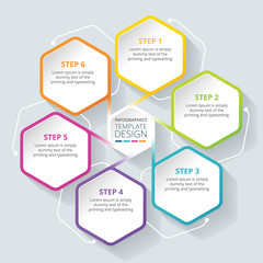 6 steps business process infographic template design - Vector Illustration