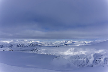 view from "Trollsteinen", a famous mountain overlooking Longyearbyen in Svalbard