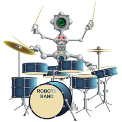 The computer mechanism plays a musical instrument.