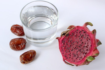 fruit kurma or date, dragon fruit, mineral water, three kinds of things that are suitable for health, the concept of food and drink in the month of Ramadan in Islam (8)