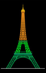 The Eiffel Tower, French landmark in color