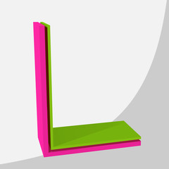 Colorful big 3D letter. Trendy vector illustration.