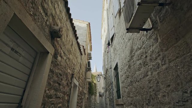 Picturesque narrow street in Budva. Budva among the oldest urban settlements of the Adriatic coast, a UNESCO World Heritage Site.