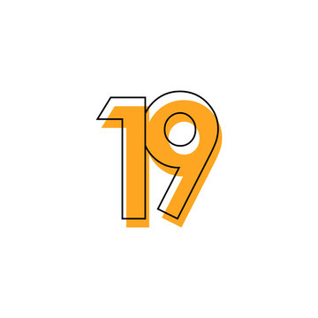 Number 19 Vector Template Design Illustration Design for Anniversary Celebration
