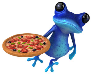 Fun blue frog - 3D Illustration