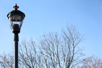 street lamp on blue sky background