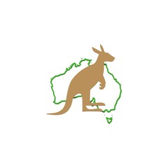 Kangaroo and Australia Map logo Design