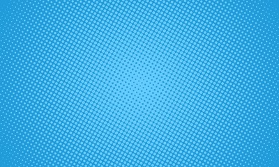 Halftone dots on blue background. Comic pop art style blank layout. Template design for comic book, presentation, sale or web banner. - obrazy, fototapety, plakaty