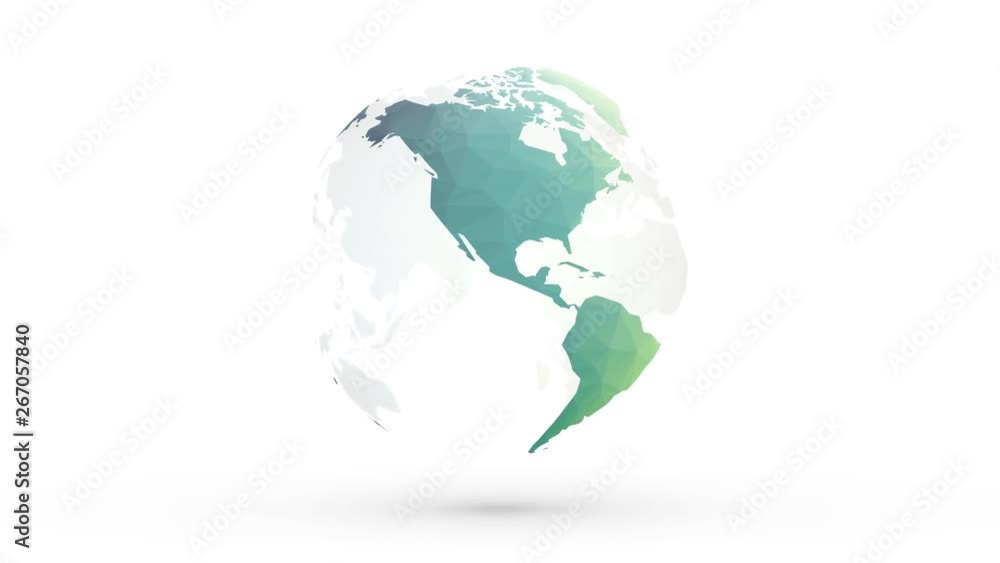Wall mural abstract model of planet earth with geometric green texture motion background infinite loop