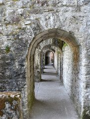 Fototapeta premium Bel effet de profondeur pour l'intérieur du chemin de ronde du chateau de Sauveterre de Béarn dans les Pyrénées Atlantiques