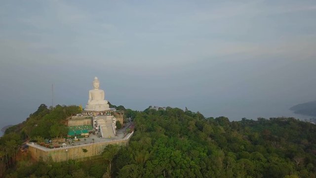 Aerial Shot Of The Big Buddha Statue In Phuket, Thailand. South East Asia