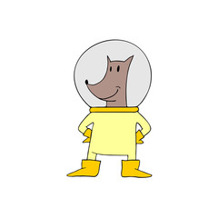 Design of funny astronaut dog draw