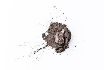 Natural brown colored duochrome pigment. Loose cosmetic powder. Eyeshadow pigment isolated on a...