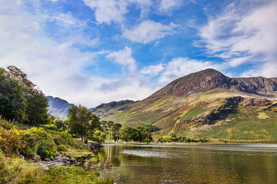 Lake Buttermere, Hay Stacks and High Stile, Lake District National Park, Cumbria, England, UK