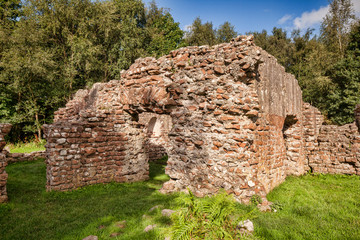 Ruins of the Roman bath house at Glannoventa, the modern Ravenglass, in Cumbria, England, UK