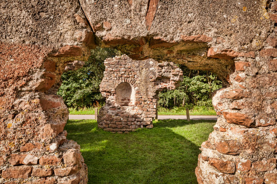 Ruins of the Roman bath house at Glannoventa, the modern Ravenglass, in Cumbria, England, UK