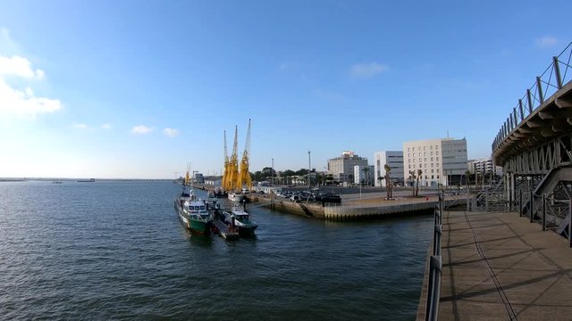 View of Huelva port named "Muelle de levante"
