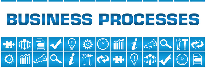 Business Processes Blue Box Grid Business Symbols 