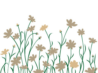 Abstract meadow flowers, seamless border.