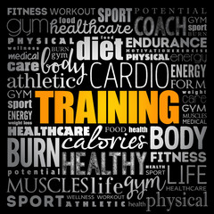 Obraz premium TRAINING word cloud, fitness, sport, health concept