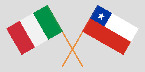 Chile and Italy. The Chilean and Italian flags. Official colors. Correct proportion. Vector