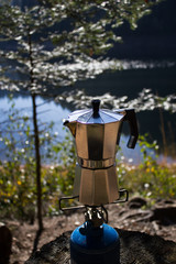 coffee brewer at the lake