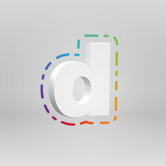3D character from a fontset with colorful background, vector illustartion