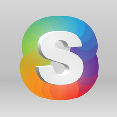 3D character from a fontset with colorful background, vector illustartion