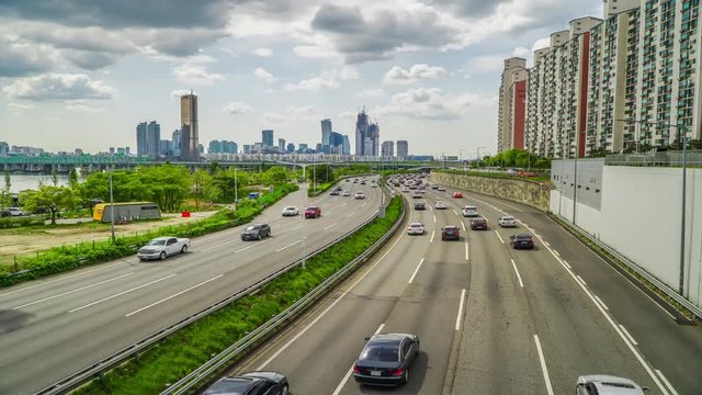 ime-lapse traffic in Seoul, South Korea
