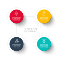 Abstract infographic with 4 circles. Template for illustration business step options.