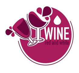 Wineglasses wed and white wine store isolated icon