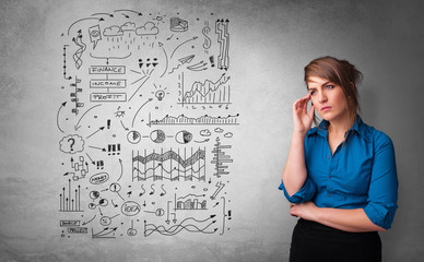 Fototapeta premium Young person thinking with office problems concept 