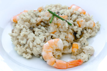 risotto aux crevettes et champignons