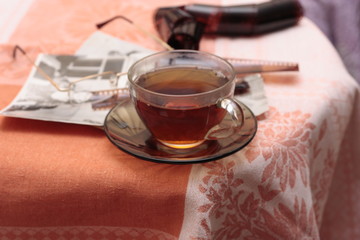 cup of tea with teabag and cup of tea