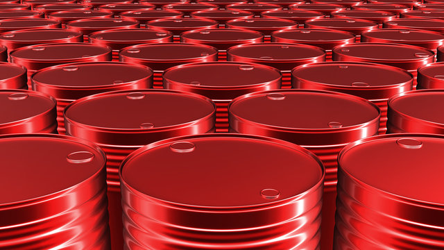 3D render of the red oil or petrol barrels