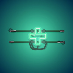 Realistic glowing green neon charcter, vector illustration