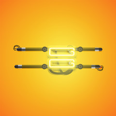 Realistic glowing yellow neon charcter, vector illustration