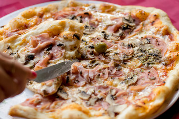 Mushroom and ham pizza Bacon, Baked, Cheese