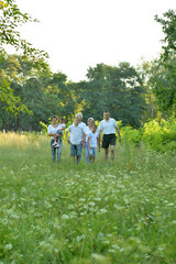 Obraz premium Portrait of big family in a summer park