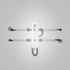 Realistic glowing grey neon charcter, vector illustration