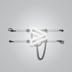 Realistic glowing grey neon charcter, vector illustration