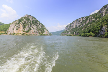 Fototapeta na wymiar Gorge on Danube river , the Iron Gates , spring nature landscape , located at eastern Serbia