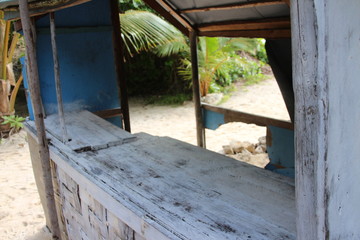 Empty market stall on Mystery island