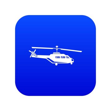 Military helicopter icon digital blue for any design isolated on white vector illustration