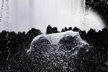 Fountain Water Splashing Closeup at Schwarzenbergplatz In Vienna, Austria